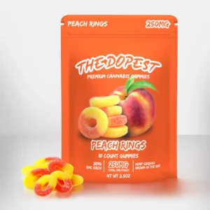 the dopest Peach Rings HHC Gummies – 250MG